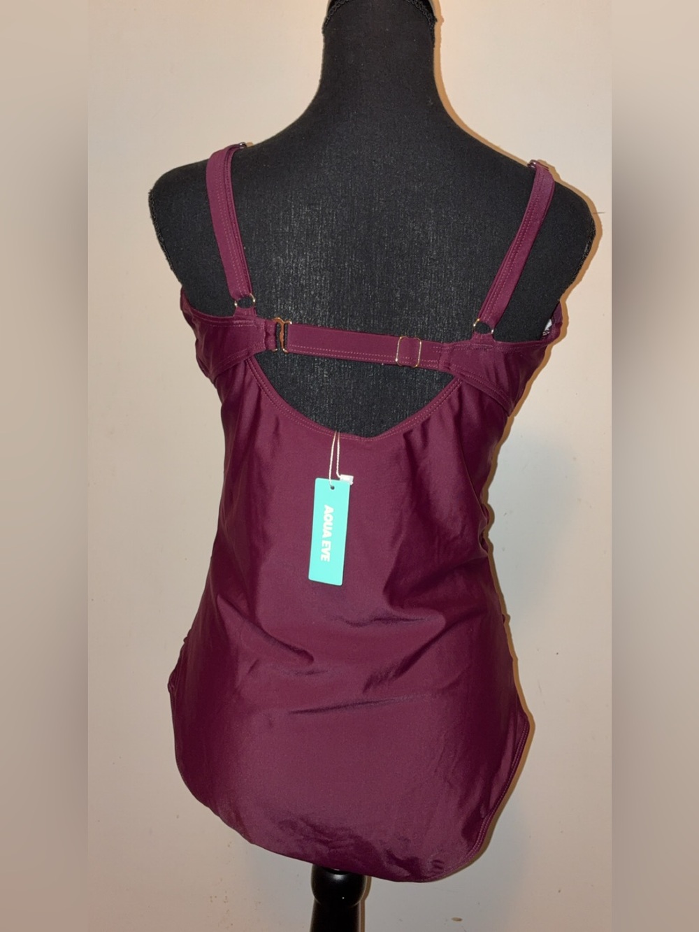 Women’s Ruched Burgundy Swimsuit - Elegant Swim - Picture 2 of 2